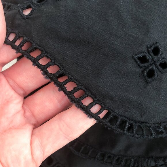 Ganni Broderie Anglaise Cropped Blouse Top Eyelet Embroidered Size XS * in Black - Picture 11 of 16